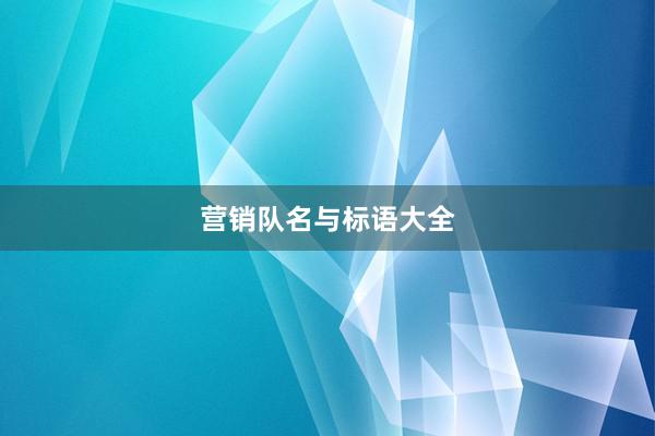 营销队名与标语大全